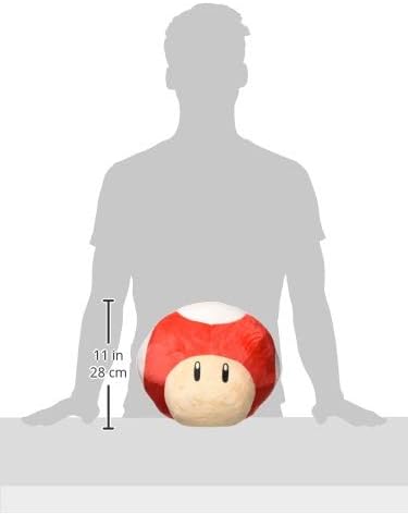 Little Buddy USA Super Mario Series 11" Large Super Mushroom Pillow Plush, Red