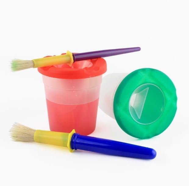 Paint Set with Art Supplies Included, 10 Pieces Spill Proof Paint Cups Kids Painting Set with Paintbrushes for Toddlers Kids Preschool Art Supplies