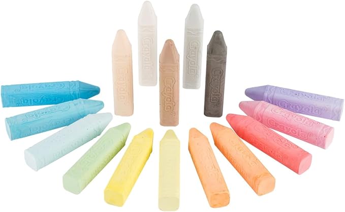 Crayola Washable Chalk Collection, 130 Anti-Roll Chalk Sticks, Bulk Sidewalk Chalk, Outdoor Chalk for Kids, Outdoor Toys for Kids