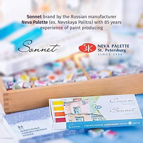 Sonnet 21 Studio 2.5 ml full pans Watercolor Paint Set in Metal Case by Nevskaya Palitra