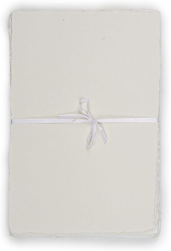 LEATHER VILLAGE Watercolor Paper - 7 X 5 inches, 50 Sheets - Mixed Media Watercolor Paper - 150 GSM Thick Deckle Edge Virgin Cotton Handmade Paper - Off White
