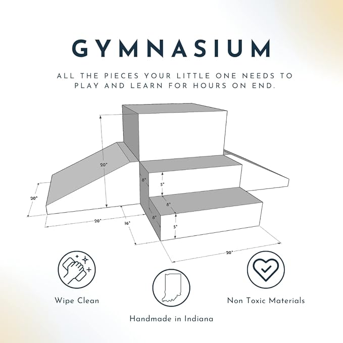 Foamnasium Gymnasium, Indoor Foam Playset, 4 Piece Soft Toddler and Active Kids Play Foam Climber for Crawling, Climbing, Sliding and Jumping, Made in The US, Enhanced Camel