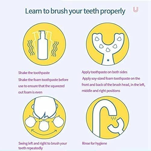 Kids Electric Toothbrush,6 Cleaning Models Toddler Toothbrush Waterproof Battery Powered 360 Automatic Sonic u Shaped Toothbrushes for 2-7 Years Old for Boys Girls(Blue)
