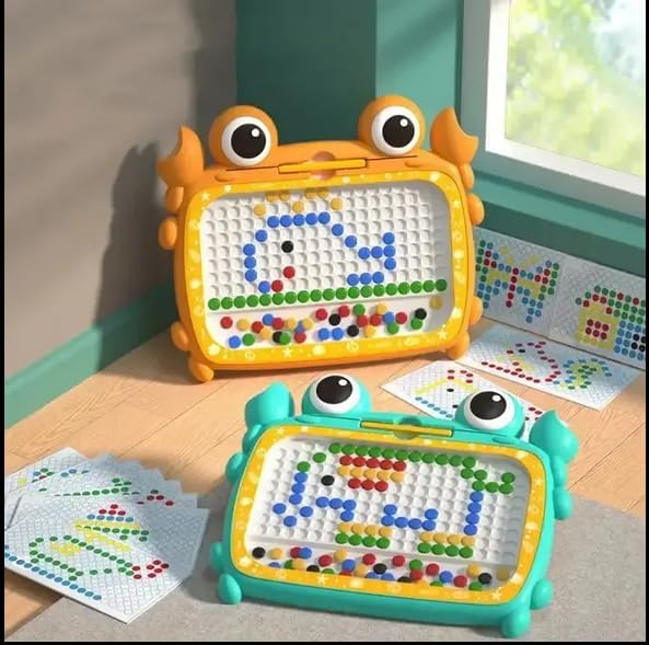 Magnetic Dots Board, Magnetic Drawing Board for Toddlers 1-3, Magnetic Drawing Board for Kids, Magnetic Dot Art with Magnetic Pen, Magnetic Tablet Toy (Orange)