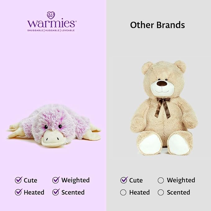 Warmies Microwavable & Weighted Stuffed Animals, Platypus - Heated Stuffed Animal Plushie for Warmth & Comfort - Cute Soft Plush Toys for Adults & Children (Boys, Girls, Babies & Toddlers)