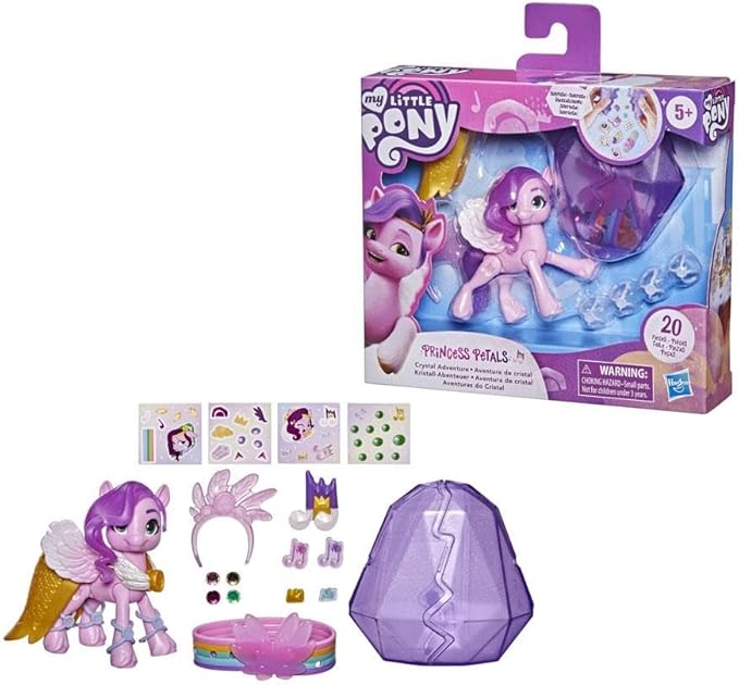 My Little Pony: A New Generation Movie Crystal Adventure Princess Pipp Petals - 3-Inch Pink Pony Toy, Surprise Accessories, Friendship Bracelet
