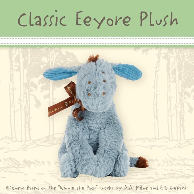 Disney Baby Classic Winnie the Pooh and Friends Stuffed Animal, Eeyore 9 Inches, 1 Count (Pack of 1), Gray,brown,blue