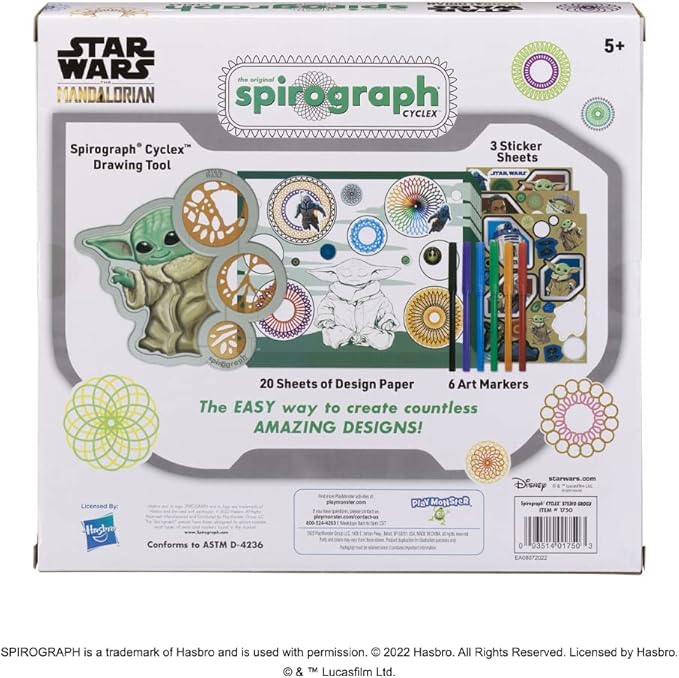 Spirograph Cyclex Studio Grogu - Disney Star Wars The Mandalorian - Baby Yoda - The Easy Way to Make Countless Amazing Designs - Rotating Stencil Wheel - Ages 5+