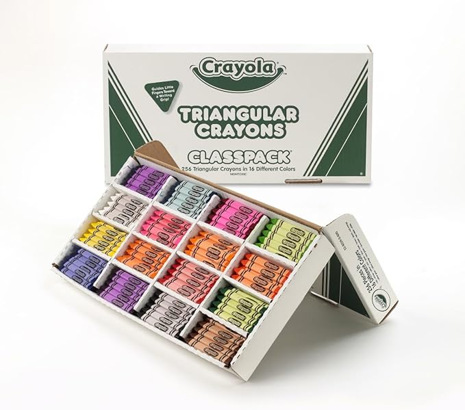 Crayola Triangular Crayon Classpack, Toddler Crayons, 16 Assorted Colors, 256 Count, Bulk