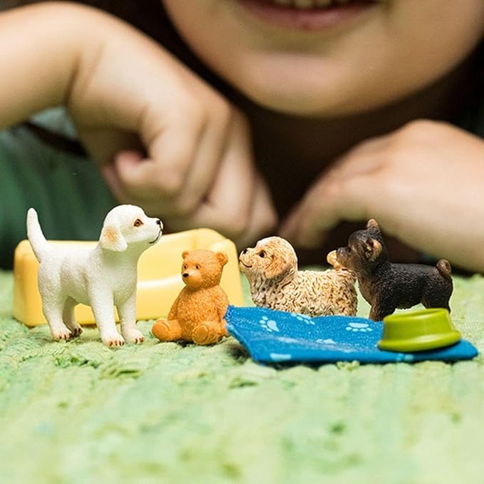 Schleich Farm World 13-Piece Puppy Pen Playset - Featuring 3 Cute Puppy Figurines and Accessories, Educational and Durable Toys, Fun and Imaginative Play for Boys and Girls, Gift for Kids Ages 3+