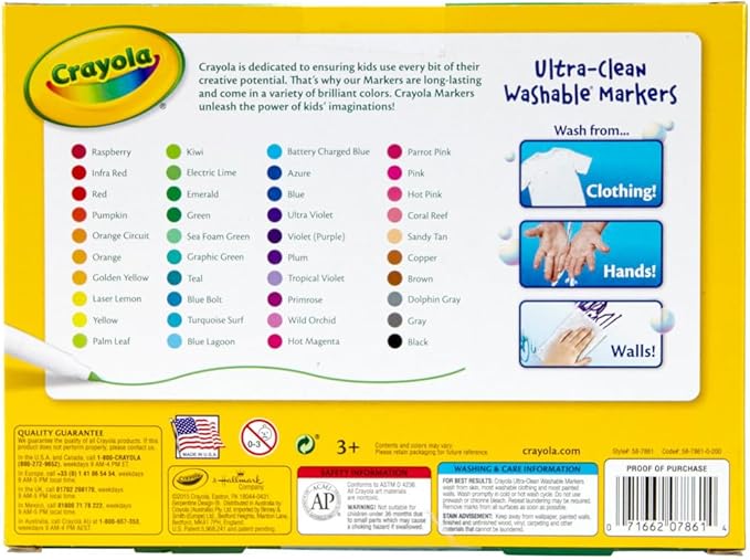 Crayola Ultra Clean Fine Line Washable Markers (40ct), Colored Markers for Kids, Fine Tip, Arts Supplies, Gifts for Kids, 3+