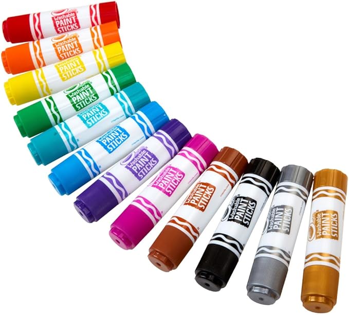 Crayola Quick Dry Paint Sticks (12ct), Washable Paint Set for Kids, Arts & Crafts Supplies, Multi-Surface, Assorted Colors, Kids Gifts