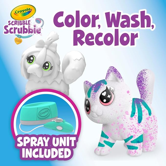 Crayola Scribble Scrubbie Pets Spray Boutique, Airbrush Art Set for Kids, Toddler Animal Toys, Gifts for Girls & Boys, 3+