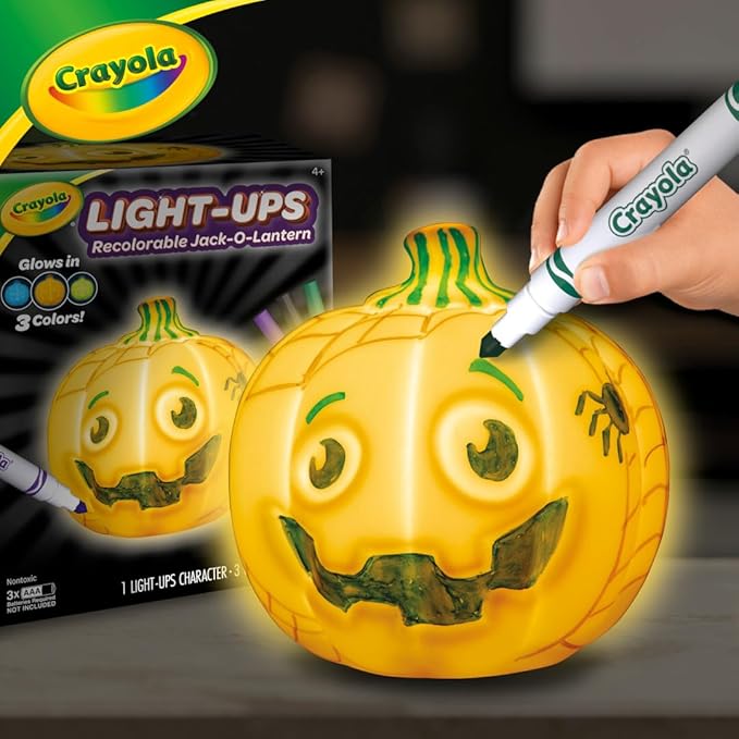 Crayola Light-Ups - Jack-O-Lantern, Light Up Pumpkin, Reusable Coloring Toy, Glow in The Dark, Ages 4, 5, 6, 7
