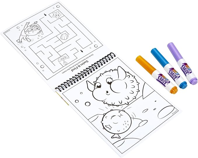 Crayola Color and Erase Reusable Activity Pad - Under The Sea, Ocean Coloring Pages, Toddler Coloring Activity, Kids Gift, 3+
