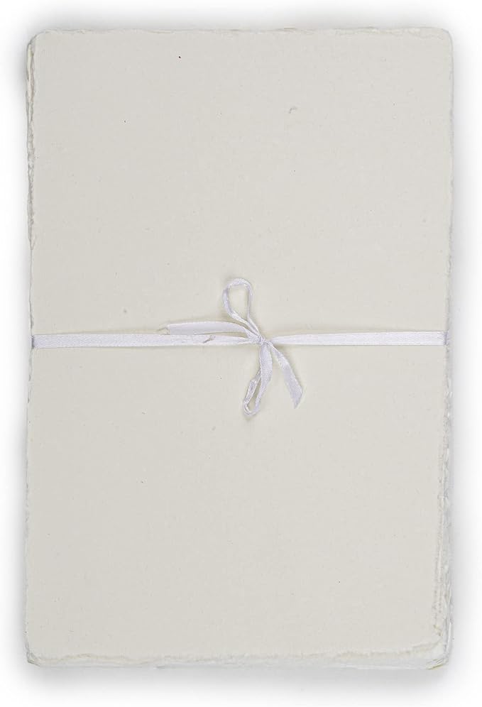 Watercolor Paper - 7.5 X 11 inches - Mixed Media Watercolor Paper - 150 GSM Thick Deckle Edge Virgin Cotton Handmade Paper - Off White