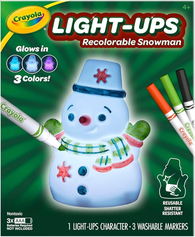 Crayola Light-Ups - Snowman, Light Up Snowman Toy, Reusable Holiday Craft, Light Up Snowman Decoration for Indoors