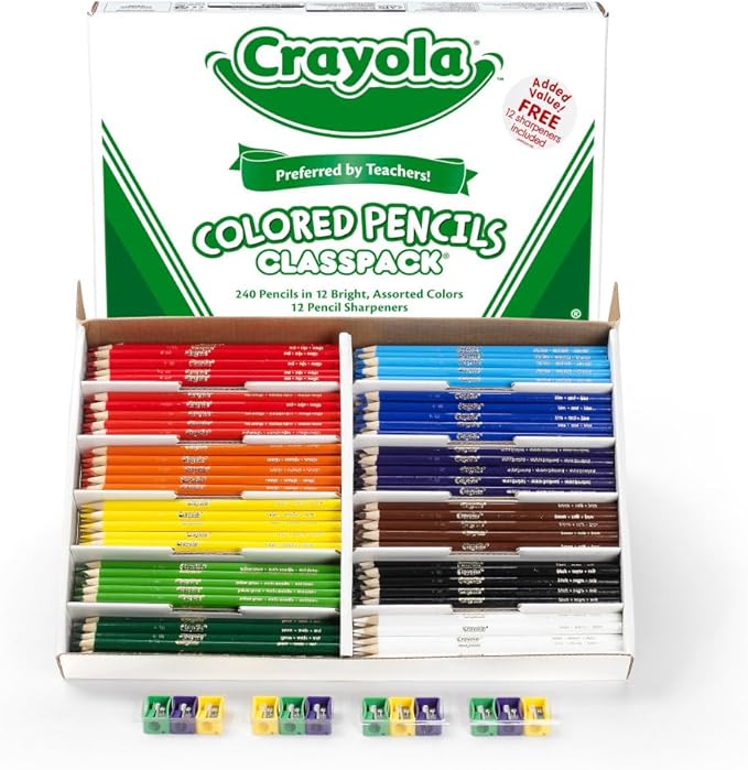 Crayola Colored Pencils Classpack (240 Ct), Bulk Classroom Supplies, Colored Pencils for School, 12 Assorted Colors, Nontoxic