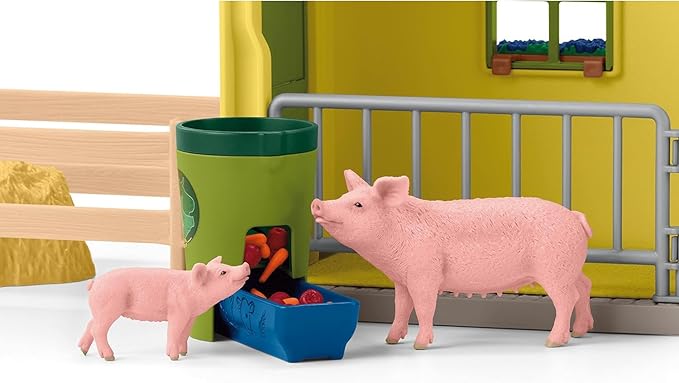 Schleich Farm World Animal Farm Playset with Figurine and Accessories - 92pc Kids Animal Farm Playset with Cow, Horse, Pig, Bull, and Accessories for Boys and Girls, Gift for Kids Age 3+, Yellow