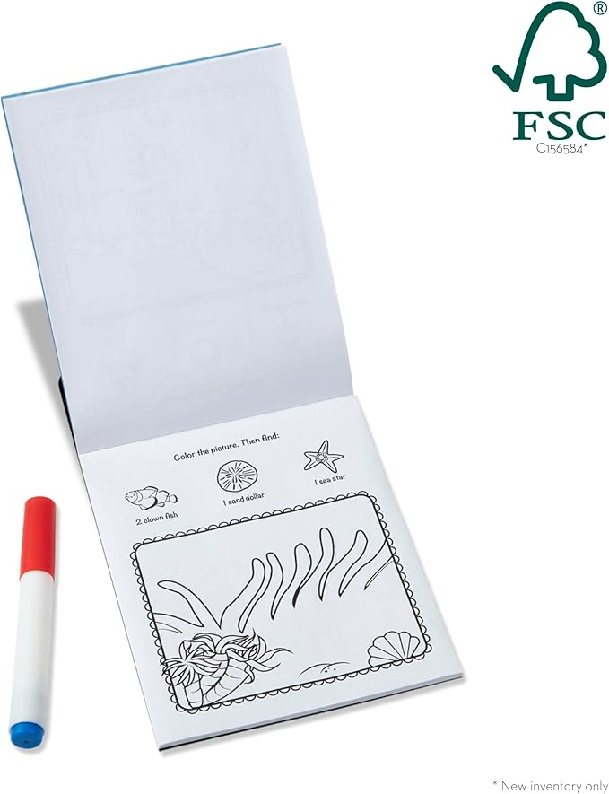 Melissa & Doug On the Go ColorBlast! Activity Book: Sea Life - 24 Pictures and No-Mess Pen - FSC Certified