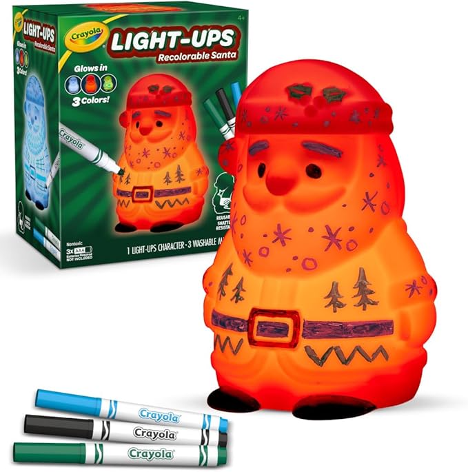 Crayola Light-Ups - Santa, Light Up Santa Toy, Reusable Holiday Craft, Glow in The Dark, Indoor Holiday Decoration Craft, Gift for Kids