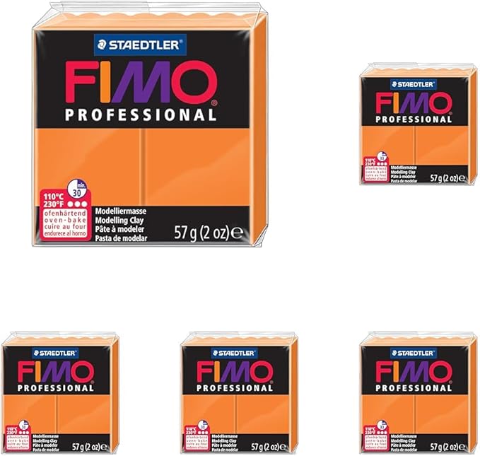 Staedtler Fimo Professional Soft Polymer Clay, 2 oz, Orange (EF8005-4) (Pack of 5)