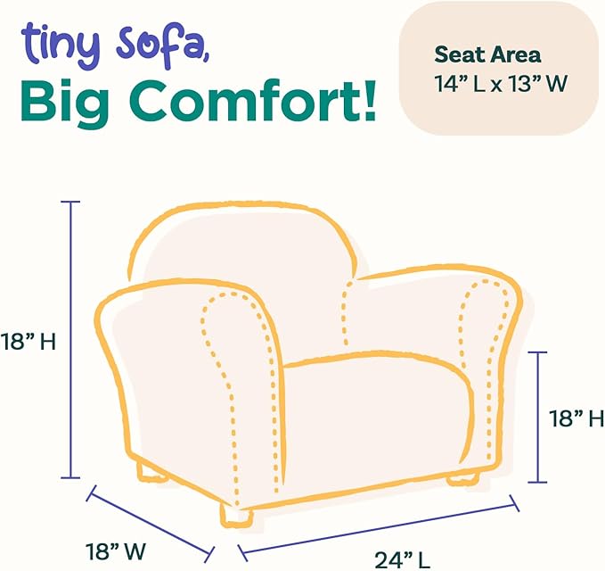 Keet, Roundy Child Size Chair, Microsuede, Comfortable and Durable Kids Chair, Toddler Couch Easy to Coordinate, Toddler Sofa Couch for Girls and Boys, Kids Couch Chair, Ages 2-5 Years, Charcoal