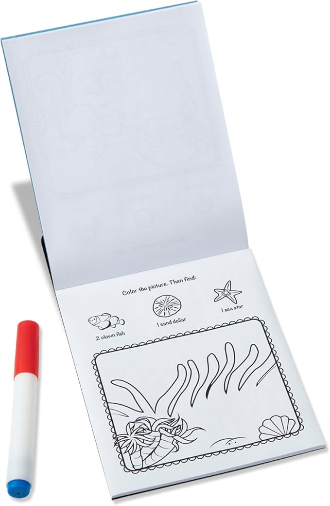 Melissa & Doug On the Go ColorBlast! Activity Book: Sea Life - 24 Pictures and No-Mess Pen - FSC Certified