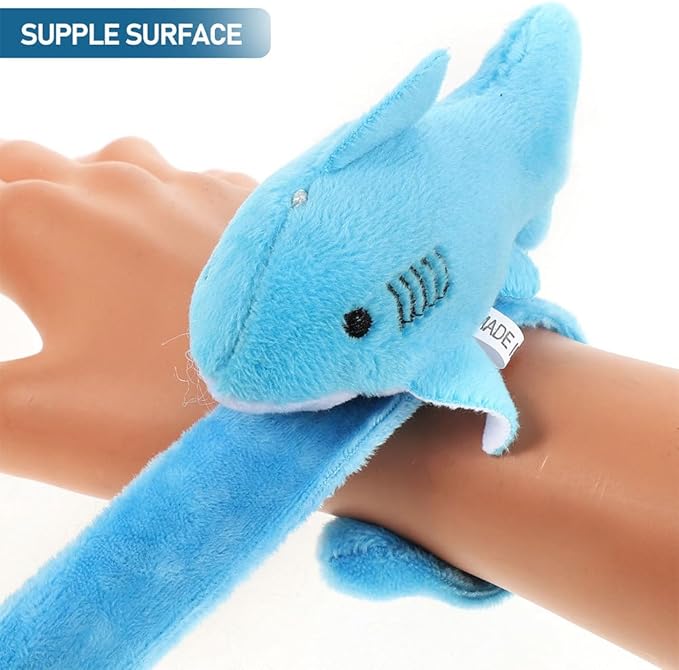 Shark Slap Bracelet Animal Slap Bracelet Plush Stuffed Animal Hugger Snap Wrist Band Toy for Kids Birthday Party