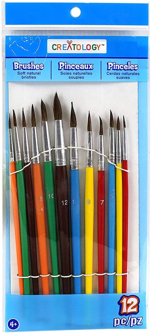 Natural Bristle Paintbrushes by Creatology, 12 Count