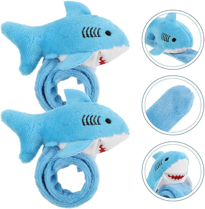 Shark Slap Bracelet Animal Slap Bracelet Plush Stuffed Animal Hugger Snap Wrist Band Toy for Kids Birthday Party
