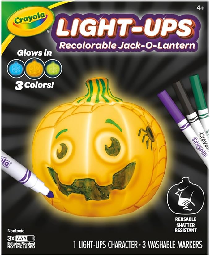 Crayola Light-Ups - Jack-O-Lantern, Light Up Pumpkin, Reusable Coloring Toy, Glow in The Dark, Ages 4, 5, 6, 7