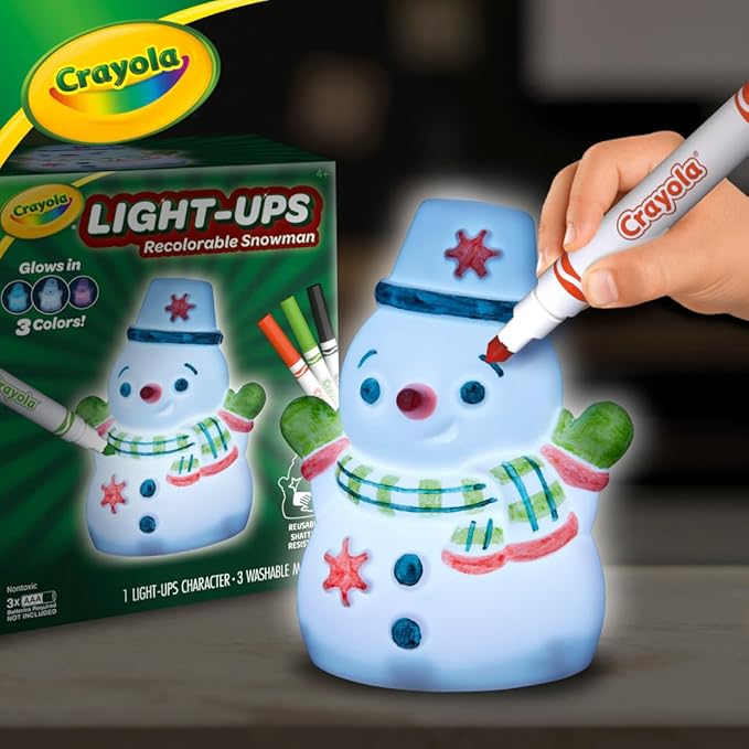 Crayola Light-Ups - Snowman, Light Up Snowman Toy, Reusable Holiday Craft, Light Up Snowman Decoration for Indoors