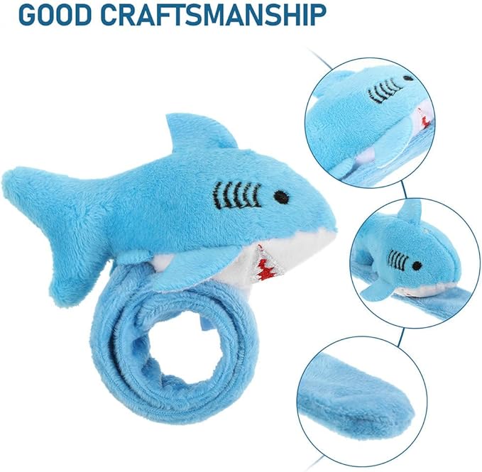 Shark Slap Bracelet Animal Slap Bracelet Plush Stuffed Animal Hugger Snap Wrist Band Toy for Kids Birthday Party