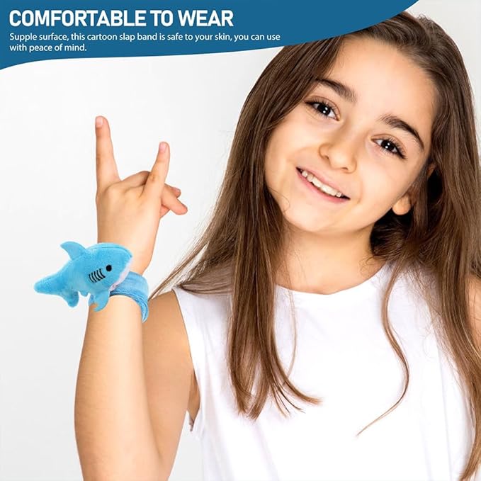 Shark Slap Bracelet Animal Slap Bracelet Plush Stuffed Animal Hugger Snap Wrist Band Toy for Kids Birthday Party