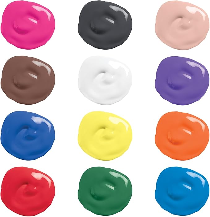 Prang Washable Tempera Paint, Assorted Colors, 16 Oz., 12 Count