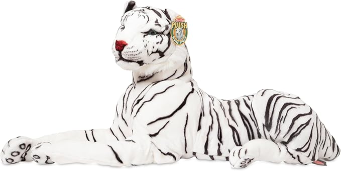 Melissa & Doug Giant Siberian White Tiger - Lifelike Stuffed Animal (over 5 feet long) - Extra Large, Plush Lifesize Tiger For Ages 3+
