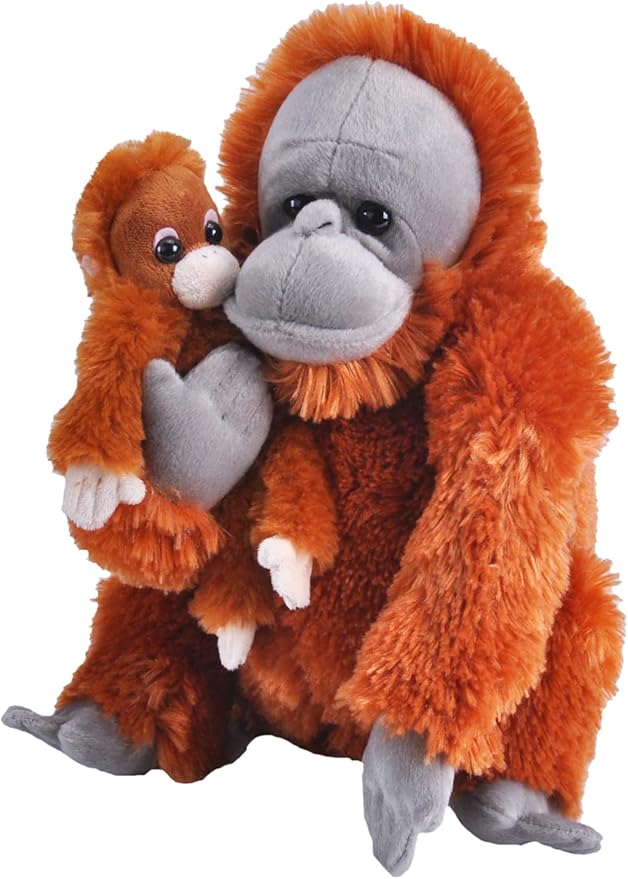 Wild Republic Mom & Baby Orangutan Plush, Stuffed Animal, Plush Toy, Gifts for Kids, Zoo Animals, 12"