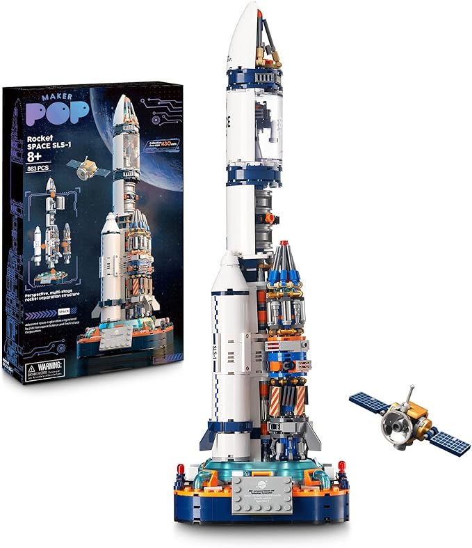 JOJO&Peach Space Exploration Rocket Building Toys, Collectible Display Model Set, Ideas Gift for Adults Boys Girls Age 8+(863 Pieces)