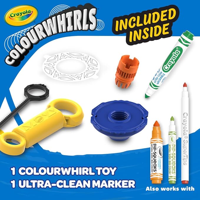 Crayola Colourwhirls (1ct), Spin Art Toy, Spinning Top Toy for Kids, Arts & Crafts Kit, Coloring Supplies, Gift for Boys & Girls, 6+