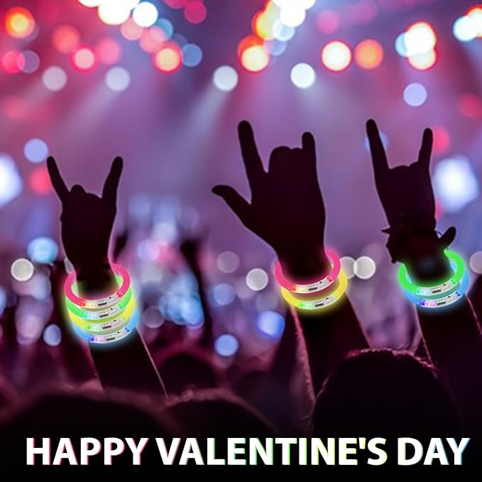 28 Pack Valentines Day Gifts for Kids,Valentine Glow Sticks Bracelet with Valentine's Day Gift Cards for Valentine Light Up Toy Valentines Day Gifts for kids School Classroom Party Favors Supplies