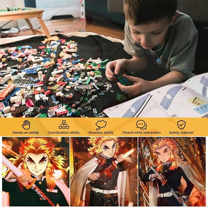Jorumo Demon Slayer Sword Building Set, 27in Rengoku Kyoujurou Sword Building Block with Scabbard and Stand, Cosplay Anime Sword Toy Building Set for Collecting 790 Pieces, Luminous