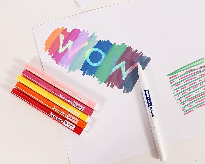 Marvin's Magic - Original x 25 Amazing Magic Marker Pens - Color Changing Magic Pen Art - Create 3D Lettering or Write Secret Messages - Includes 25 Magic Pens