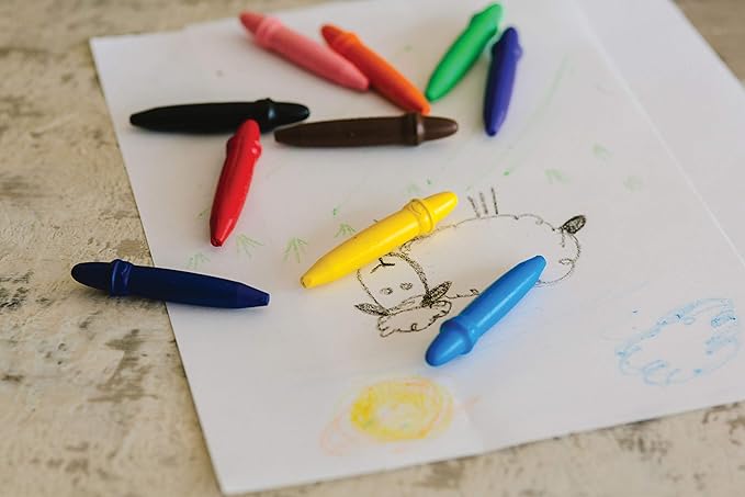 PRANG be-be Jumbo Crayons for Small Children, Washable, Includes Sharpener, Assorted Colors, 10-Pack (73010),Large