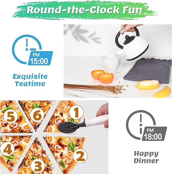 iPlay, iLearn Kids Kitchen Toy Accessories, Toddler Cooking Playset, Pretend Pots Pans Set, Girls Cookware Appliance, Child Cutting Food Utensils, Valentine's Easter Gift for 3 4 5 Years Old Boy-White