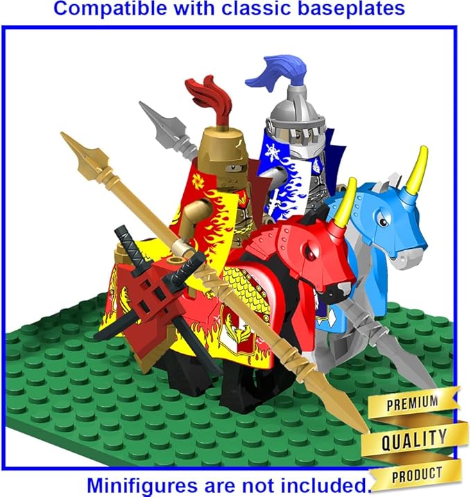 Weapon Pack for Minifigures Accessories Kit Knight Weapons Set Include Horse Carriage Barding Armor Helmet Shield for Ages 5+ Compatible with All Major Brands (Medieval Weapon)