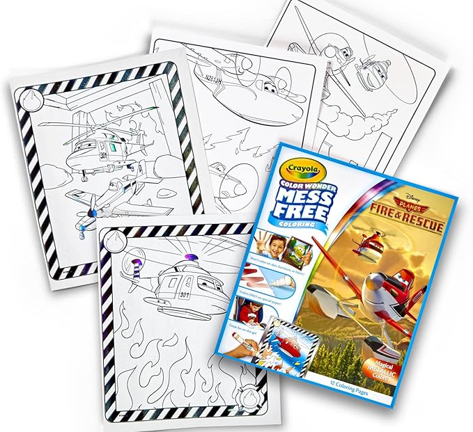 Crayola Planes Fire and Rescue Color Wonder Refill, 12 Mess Free Coloring Pages, Gift for Kids