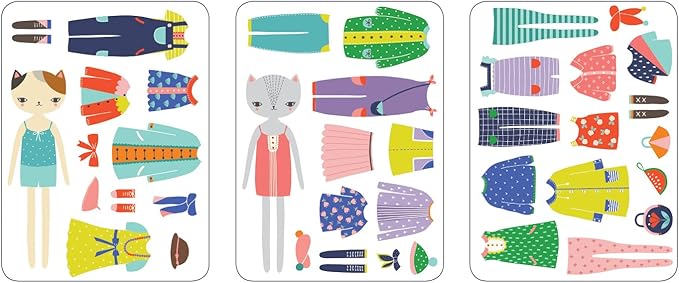 Mudpuppy Cat Fashion Magnetic Figures, 6 x 8 x 1",for 72 months to 120 months
