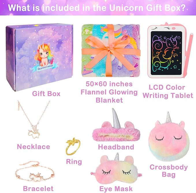 Unicorn Gifts for Girls Toys,Unicorn Jewelry,Birthday, for 3, 4, 5, 6, 7, 8 Year Old Girls,Unicorn Toys,Ideal Gift Toys Set for Teens Daughter Granddaughter