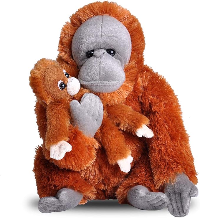 Wild Republic Mom & Baby Orangutan Plush, Stuffed Animal, Plush Toy, Gifts for Kids, Zoo Animals, 12"